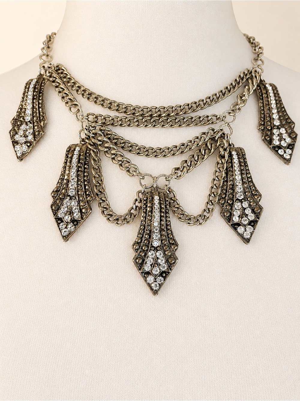 Yochi NY Art-Deco Revival Crystal Chandelier Necklace